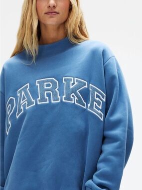 Parker Light Blue Oversized Logo Crewneck Sweatshirt